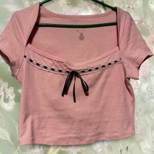 PacSun Pink Crop Top with Black Bow